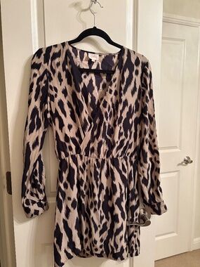 Parker Silk Wrap Plunge Neck Long Sleeve Dress